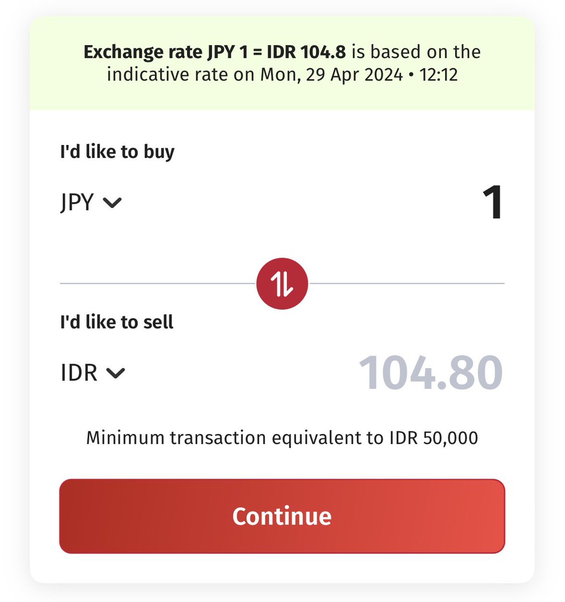 MUFG傘下のダナモン銀行が最低価格保証の為替レートを提供中で、もし他社がより低い為替レートだった場合その差額を5倍にして返金するというキャンペーンを実施中（最大100万ルピアまで）。同じタイミングにOCBC銀行と比較したところレートは同じでした（OCBCは比較的レートが良い）が、おそらく一般的…