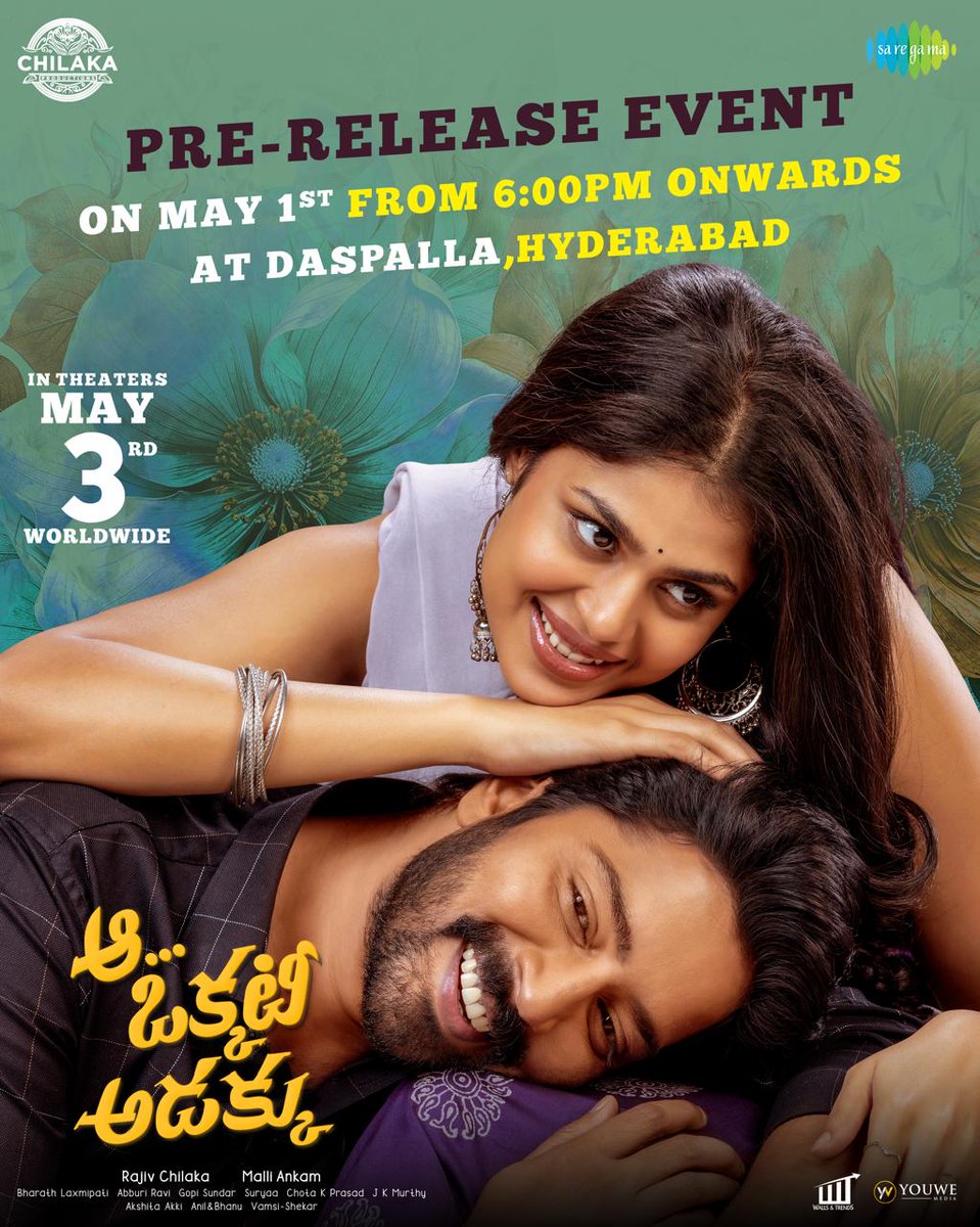 #AaOkkatiAdakku Pre-Release Event on May 1st at Daspalla, Hyderabad 💥 #AOAonMay3rd