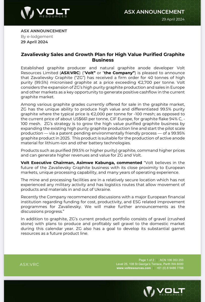 asimwe's tweet image. Zavalievsky Sales and Growth Plan for High Value Purified Graphite Business!
@asxvolt $VRC.ax 
#graphite #anode #europe #ukraine🇺🇦
