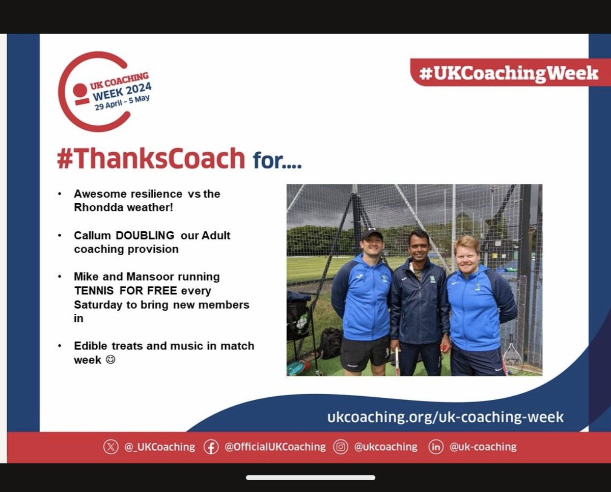 RhonddaTennis (@rhonddatennis) on Twitter photo #ThanksCoach to our amazing coaches Mike, Mansoor and Callum. They inspire juniors and adults to play tennis every week and always go the extra mile
<a href="/_UKCoaching/">UK Coaching</a> <a href="/SportRCT/">Chwaraeon RhCT | Sport RCT</a> <a href="/tenniswales/">Tennis Wales</a> <a href="/TennisSquad/">Tennis Squad ๐ด๓ ง๓ ข๓ ท๓ ฌ๓ ณ๓ ฟ</a> #ThanksCoach to our amazing coaches Mike, Mansoor and Callum. They inspire juniors and adults to play tennis every week and always go the extra mile
<a href="/_UKCoaching/">UK Coaching</a> <a href="/SportRCT/">Chwaraeon RhCT | Sport RCT</a> <a href="/tenniswales/">Tennis Wales</a> <a href="/TennisSquad/">Tennis Squad ๐ด๓ ง๓ ข๓ ท๓ ฌ๓ ณ๓ ฟ</a>