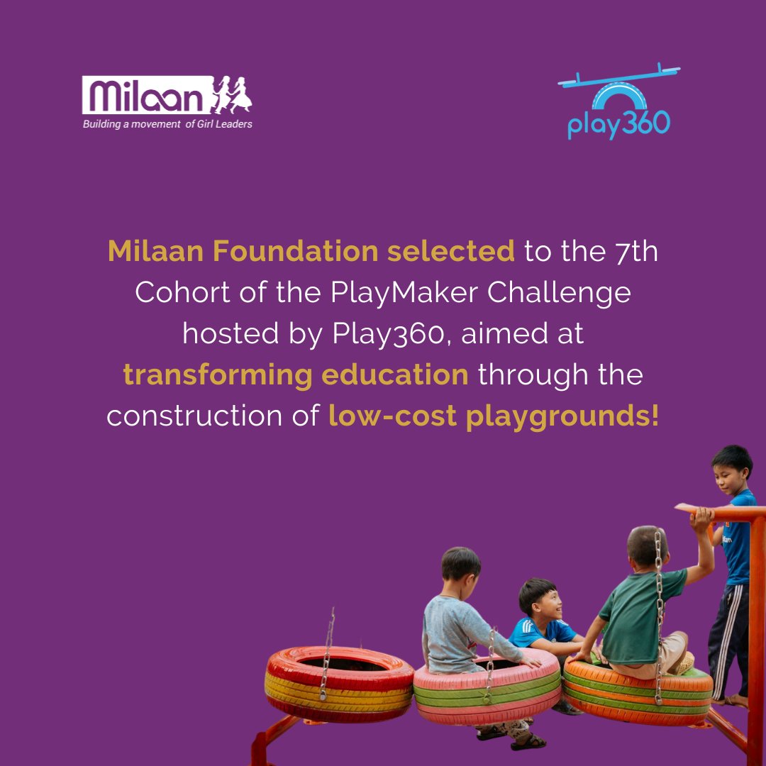 Thrilled to announce that we are one of the 15 organisations around the world to have been selected to the 7th cohort of the PlayMaker Challenge with @Play360Team ,a non-profit that helps underserved communities construct low-cost playgrounds made entirely out of waste materials!