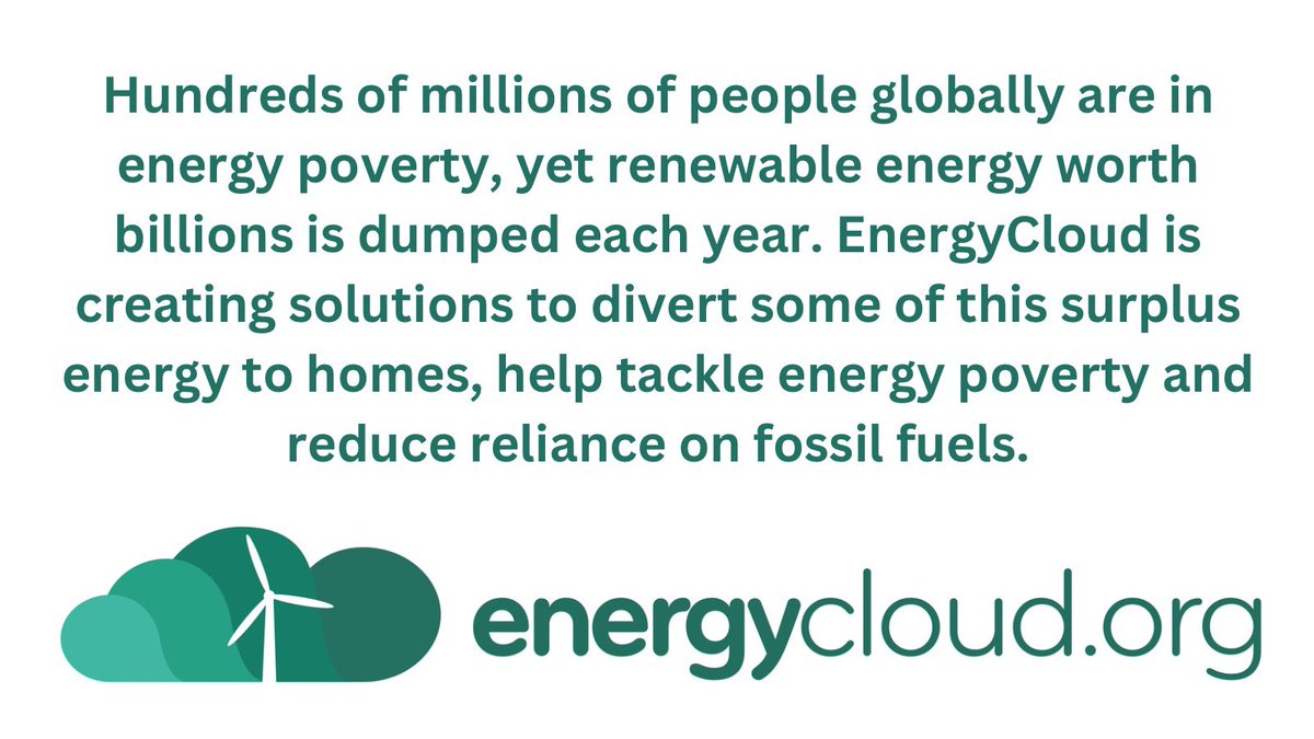Hundreds of millions of people globally are in energy poverty, yet renewable energy worth billions is dumped each year. #EnergyCloud is creating solutions to divert some of this surplus energy to homes, help tackle energy poverty & reduce reliance on fossil fuels 

#fuelpoverty