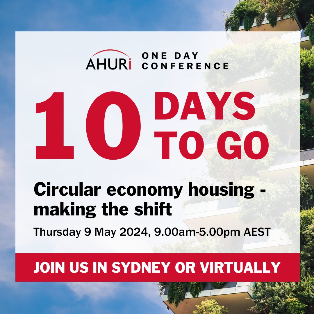 There's only 10 days to go until the highly anticipated 'Circular economy housing - making the shift' conference on Thursday 9 May. Don't delay - registrations close this Thursday 2 May! 👉 Join the conversation virtually or in person in Sydney: bit.ly/48oOOTO