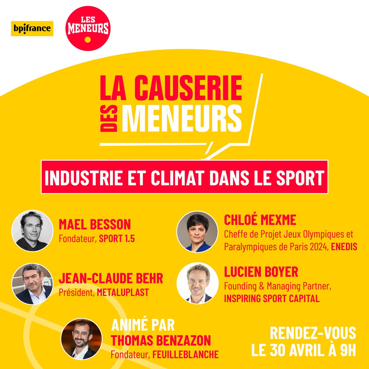 🚨 #LaCauserieDesMeneurs #3 : #Industrie et #climat dans le #sport ! 🙌 Ne manquez pas ce rdv incontournable pour les acteurs qui façonnent l’économie du sport à travers le prisme de la #durabilité et de l’#innovation 👉 spkl.io/601842vBu