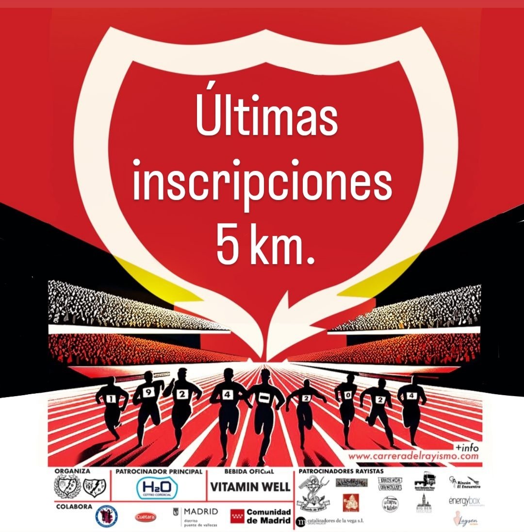 Se van terminando las plazas para la carrera de 5 km. Si crees que esa es tu distancia porque crees que los 10 km son mucho para tí, no esperes y apúntate. Y si prefieres ayudarnos como voluntario entra en carreradelrayismo.com e inscríbete.