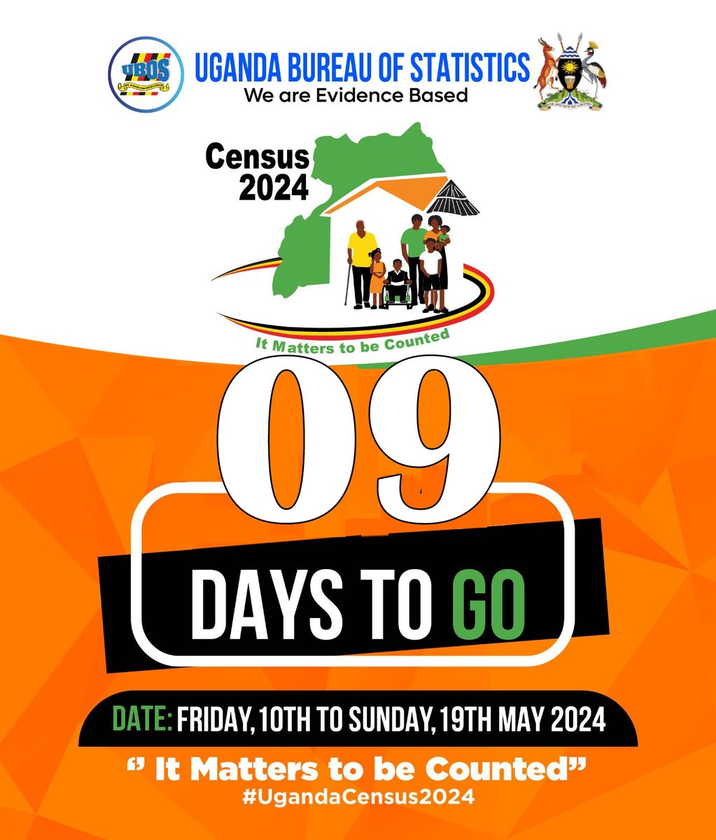 A bright and beautiful morning to you, Uganda! We are only 09 days away from the designated census day. How prepared are you?