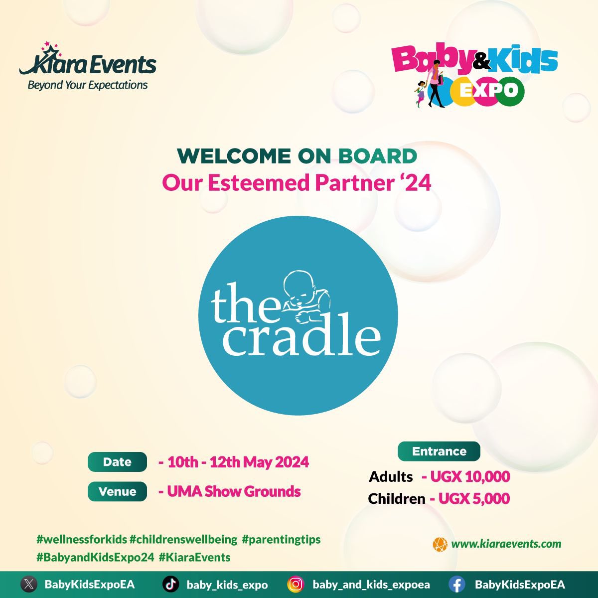 Don’t leave your baby behind 🤗

It’s going to be a fun time with @thecradleug at this year’s Baby & Kids Expo at the UMA Show Grounds from 10th - 12th May 2024.

#BabyandKidsExpo24 
#KiaraEvents