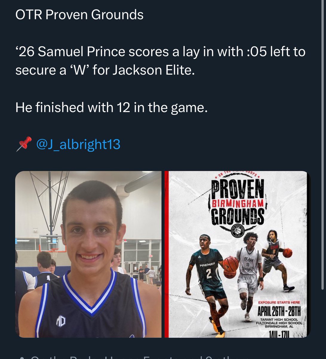 Jonathan Albright (@coachalbright13) on Twitter photo Phenomenal weekend in B’Ham. Jackson Blue Devils Elite 17u goes 4-0 in <a href="/OntheRadarHoops/">Shun Williams</a> Proven Grounds! Everyone showed up and showed out
<a href="/DrKrisWatkins/">Dr. Kris Watkins</a> <a href="/Proven_Prospect/">Proven Prospects</a> <a href="/TaiYoungHoops/">Tai Young</a> @Evgeeker
<a href="/Coach_ZRichards/">Zac Richards</a> @Coachmealer
@Cordwright <a href="/JWW_10/">John Wiley Works Jr.</a> <a href="/CoachOMiller/">Owen Miller</a> Phenomenal weekend in B’Ham. Jackson Blue Devils Elite 17u goes 4-0 in <a href="/OntheRadarHoops/">Shun Williams</a> Proven Grounds! Everyone showed up and showed out
<a href="/DrKrisWatkins/">Dr. Kris Watkins</a> <a href="/Proven_Prospect/">Proven Prospects</a> <a href="/TaiYoungHoops/">Tai Young</a> @Evgeeker
<a href="/Coach_ZRichards/">Zac Richards</a> @Coachmealer
@Cordwright <a href="/JWW_10/">John Wiley Works Jr.</a> <a href="/CoachOMiller/">Owen Miller</a>