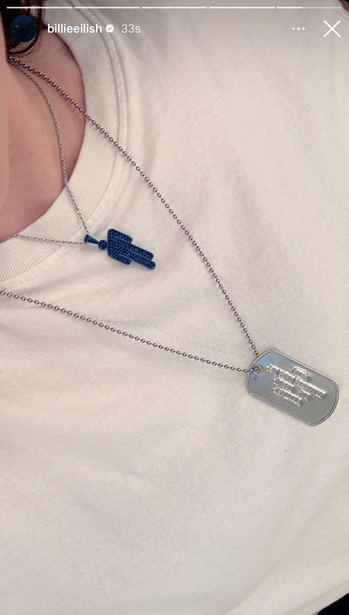 Billie Eilish Society on X Billie via instagram wearing a blue variation of the Blohsh necklace https t xfA5mHDMm0 X