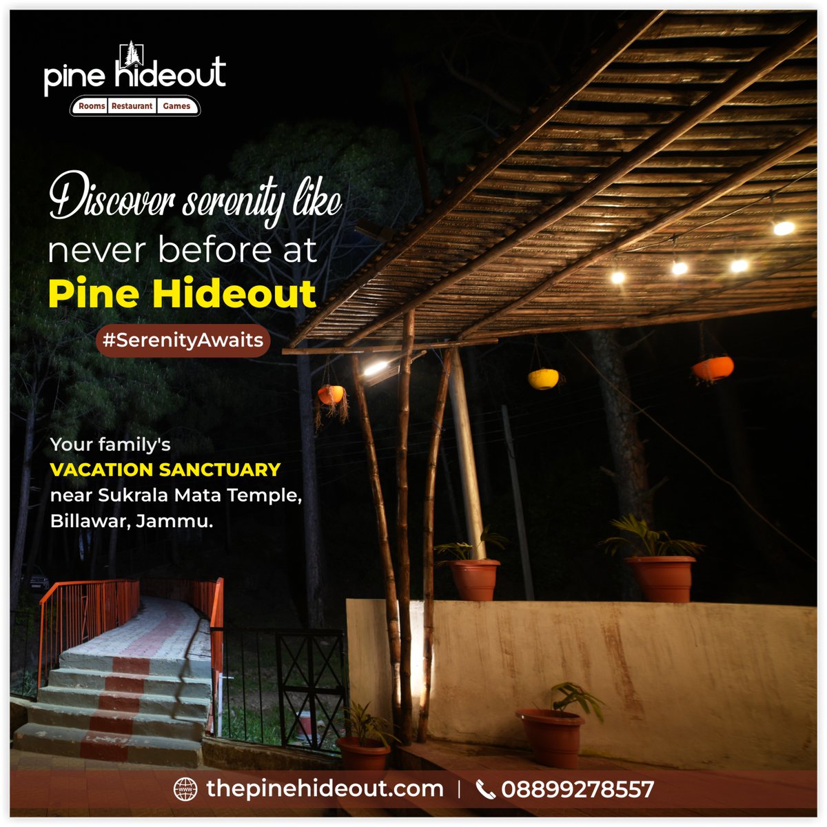 PHideoutSukrala's tweet photo. Discover serenity like never before at Pine Hideout. Your family's vacation sanctuary near Sukrala Mata Temple, Billawar, Jammu. 

#Serenity #discover #like #never #pinehideout  #resort #bestplacestogo #vaction #billawar #jammu #kashmir #kathua #sukralam https://t.co/IF15Krv7PN