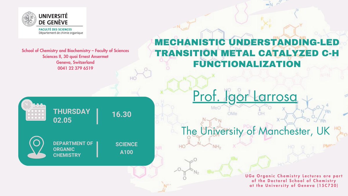 Prof. Igor Larrosa from The University of Manchester in the UK specializes in mechanistic understanding-led transition metal catalyzed C-H functionalization. His expertise in this field will be showcased on May 2nd.