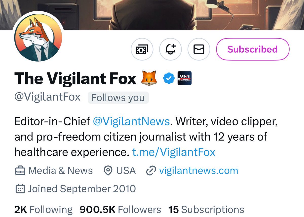 Update: Congrats on 900,000 X followers to @VigilantFox! It won't be long until you hit 1 million and it's very well-deserved!