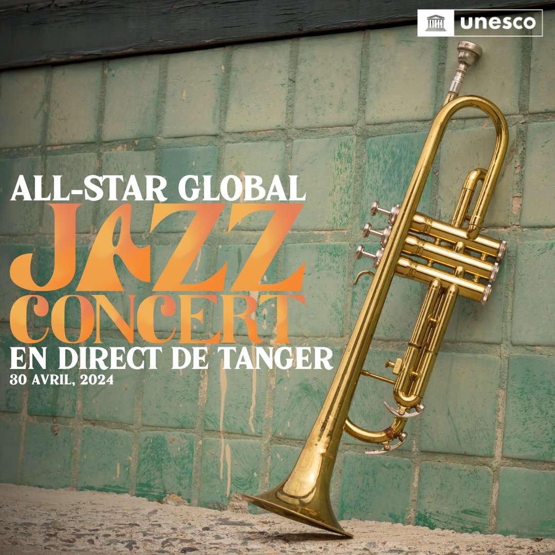 À l'occasion de la #JournéeDuJazz 2024, laissez-vous porter par la fusion des rythmes africains et du jazz à Tanger, au Maroc ! 🎷🎵 Suivez la retransmission en direct de ce concert mondial le 30 avril à 23h00 GMT+1 ! youtube.com/watch?v=V7YcX8…