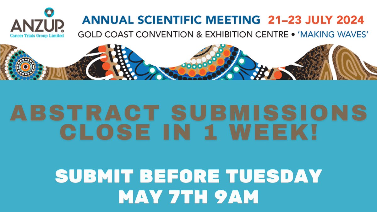 #ANZUP24 ASM - Abstract Submissions close next Tuesday! All information and guidelines can be found here - anzup.org.au/abstracts/