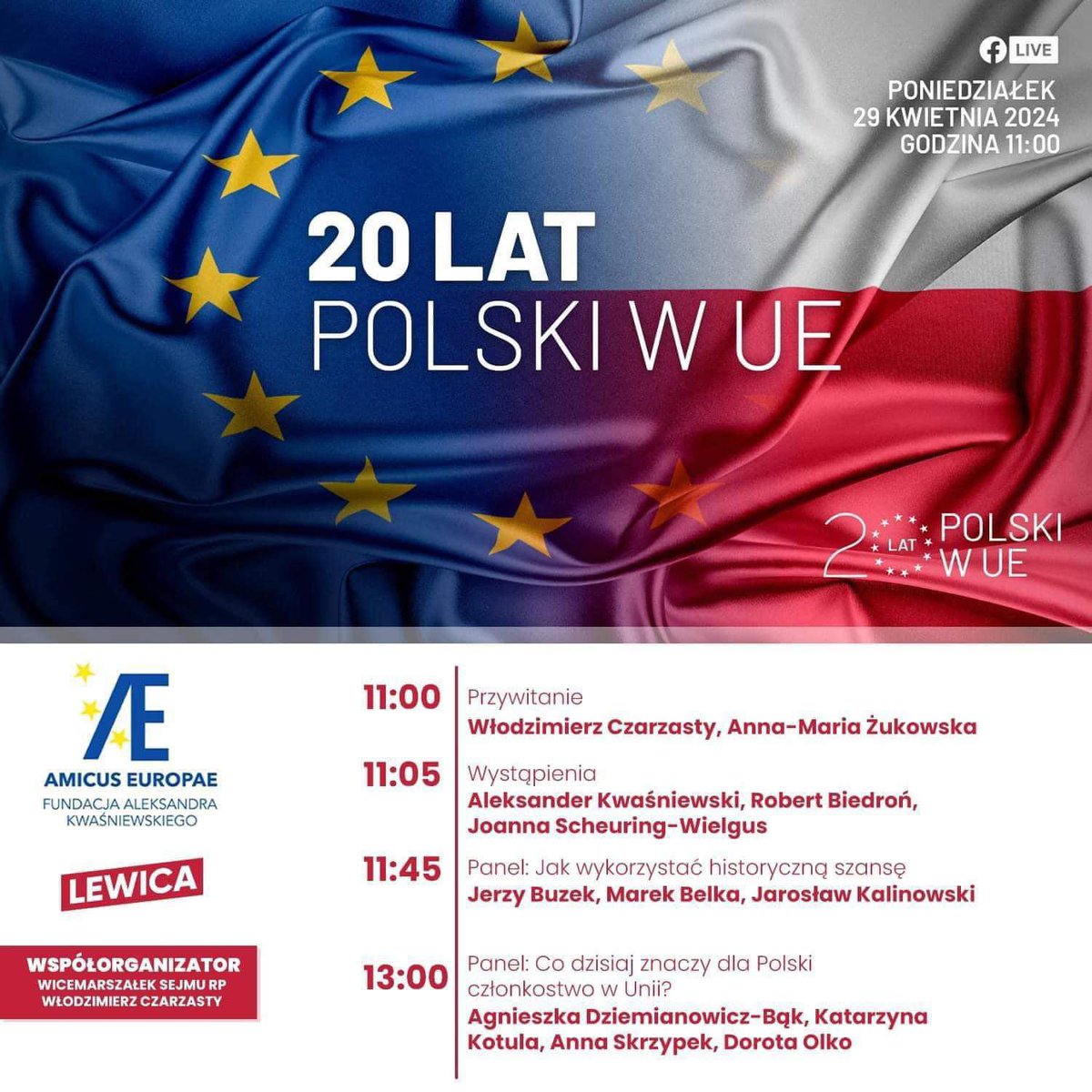 Dziś o 11:00 odbędzie się konferencja o wejściu Polski do UE 🇵🇱🇪🇺 Zapraszamy!