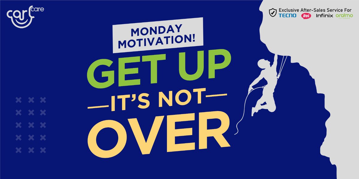 'Get up it's not over..' Encourage someone today not to Give Up and keep pushing, check on your friends & loved ones. #MondayMotivation #CarlcareService