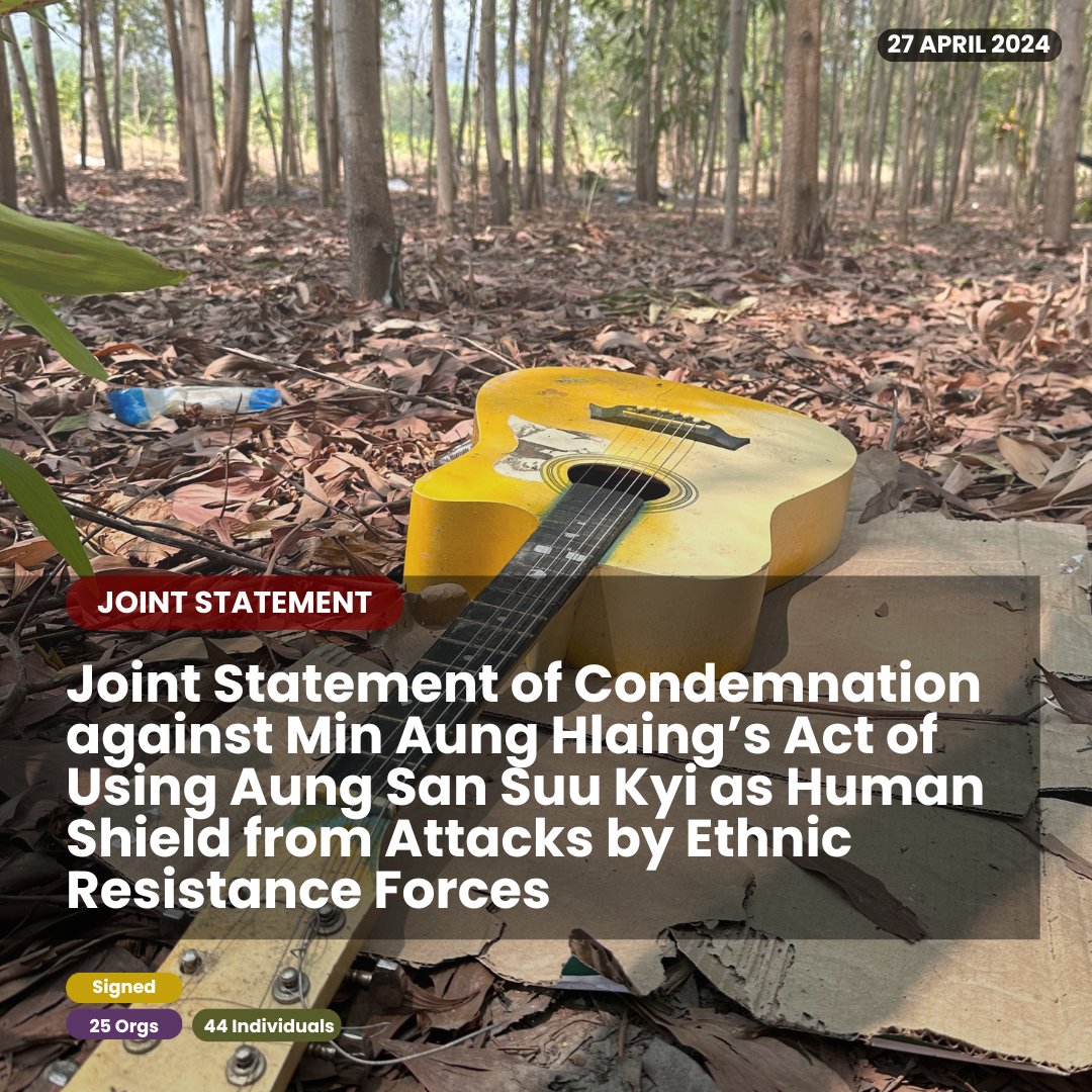 Open Joint Statement of Condemnation against Min Aung Hlaing’s Act of Using Aung San Suu Kyi as Human Shield from Attacks by Ethnic Military Forces (Thai language inside) 

🖊️shorturl.asia/Wjshk

#PEF #peoplesempowermentfoundation #มูลนิธิศักยภาพชุมชน #whathappeninginmyanmar