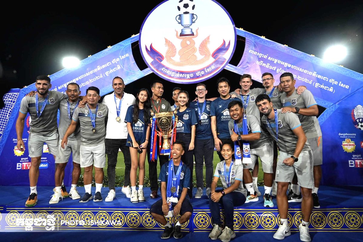 PepMunyoz's tweet photo. A fantastic night to remember! 
Incredible football atmosphere and our first trophy together. 
Thank you all for your support. 💙
Keep going! 

💙⚔️ #pkrsvayriengfc  @pkrsvr_fc_official 
#football #futbol #cambodia 
#asia #afc #cpl #wegotogether #asianfootball #hunsencup https://t.co/XKVK1M0ttB