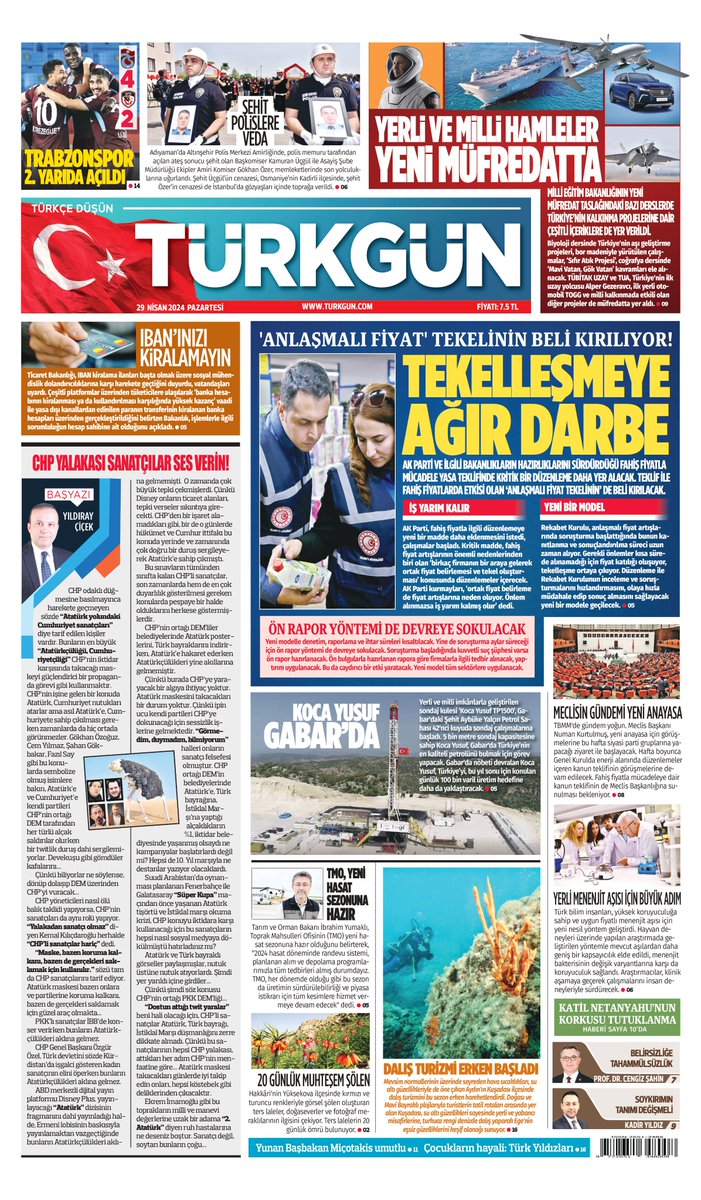 Gazetemizin 29 Nisan 2024 Pazartesi baskısını inceleyebilirsiniz... #Türkgün #turkgungazetesi