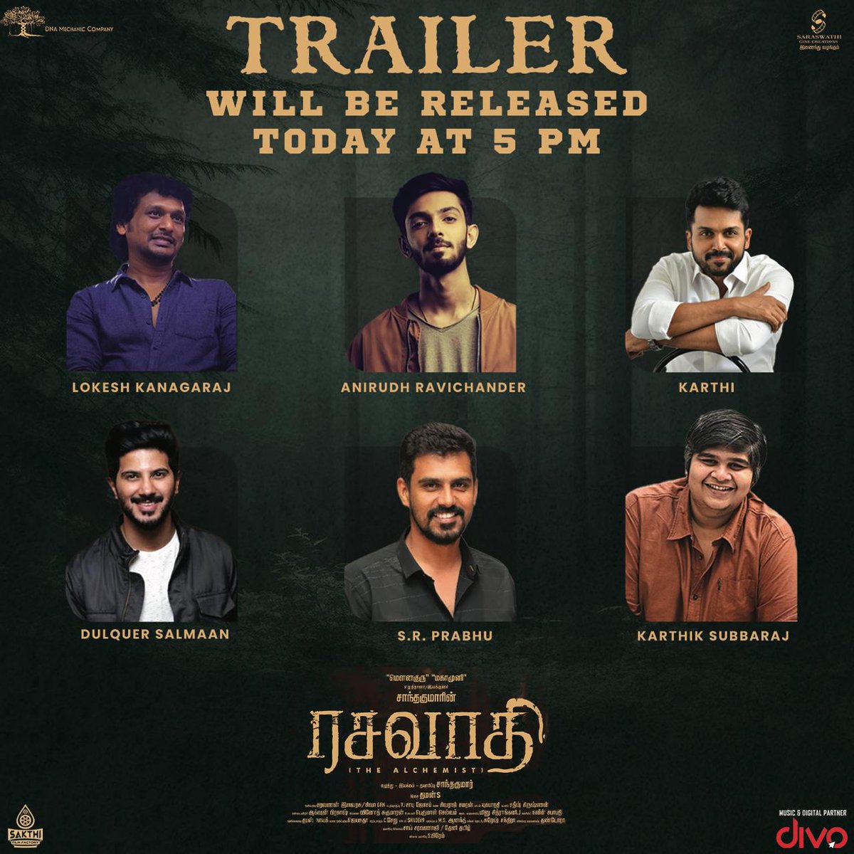 Trailer release at 5pm 🔥

#Rasavathi The Alchemist ! @Santhakumar_Dir @iam_arjundas @MusicThaman @actortanya ❤️❤️