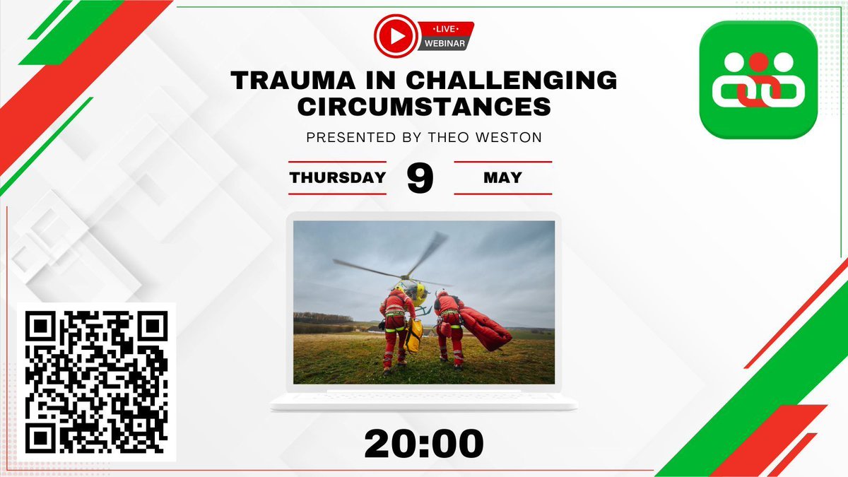 Join us for "Trauma in Challenging Circumstances",  by Theo Weston!

🗓️ May 9th, 8:00pm! 
🖥️ Register here buff.ly/3xwokTI

An overview of #Trauma Care in Cumbria over 30yrs, based on Theo's work with <a href="/BeepDoctors/">Beep Doctors (BASICS Cumbria)</a>, <a href="/GNairambulance/">Great North Air Ambulance</a> &amp; the Patterdale Mountain Rescue Team 🚁