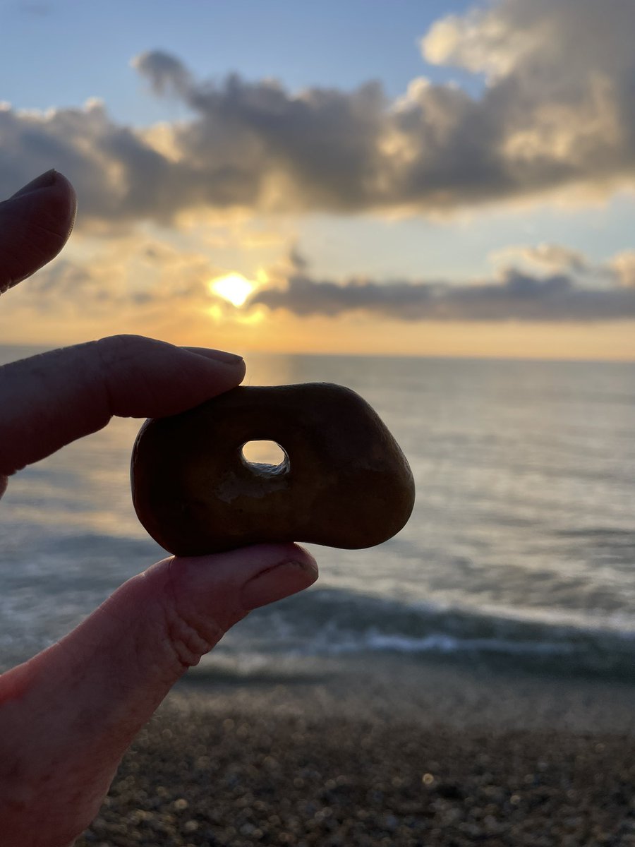 #MondayMorning 5.56am #sunrise swim at @Deal_Town, added extra lustre by the finding of another #Hagstone. Swim 95 of 2024. #SeaSwimming @coastmag @bbcsoutheast @BBCRadioKent @metoffice @StormHour #AtSwimTwoBarristers @AtBarristers.