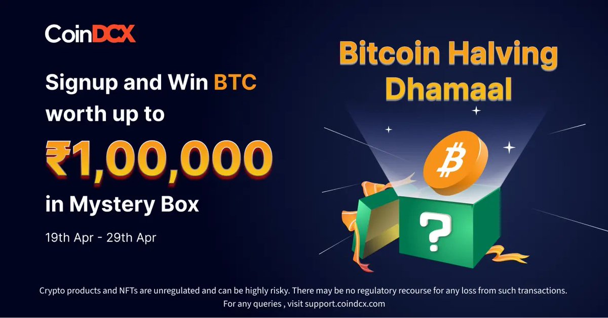 There are ~1.4 billion Indians and we have reached ~15 million CoinDCX users in 6 years! But we are still very early! We want to help more people #KnowBitcoin and explore crypto. Today is the last day of our #BitcoinHalvingDhamaal. Click on the link below to know more and…