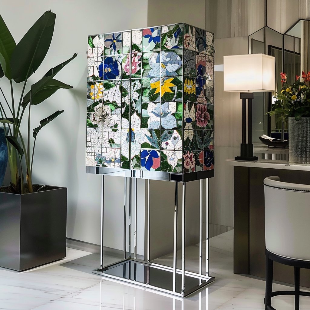 Embrace a tale of tradition with Awcasa's Chinese-inspired mosaic cabinet. Craftsmanship that narrates history at awcasa.com. #TimelessDesign #AwcasaCraft