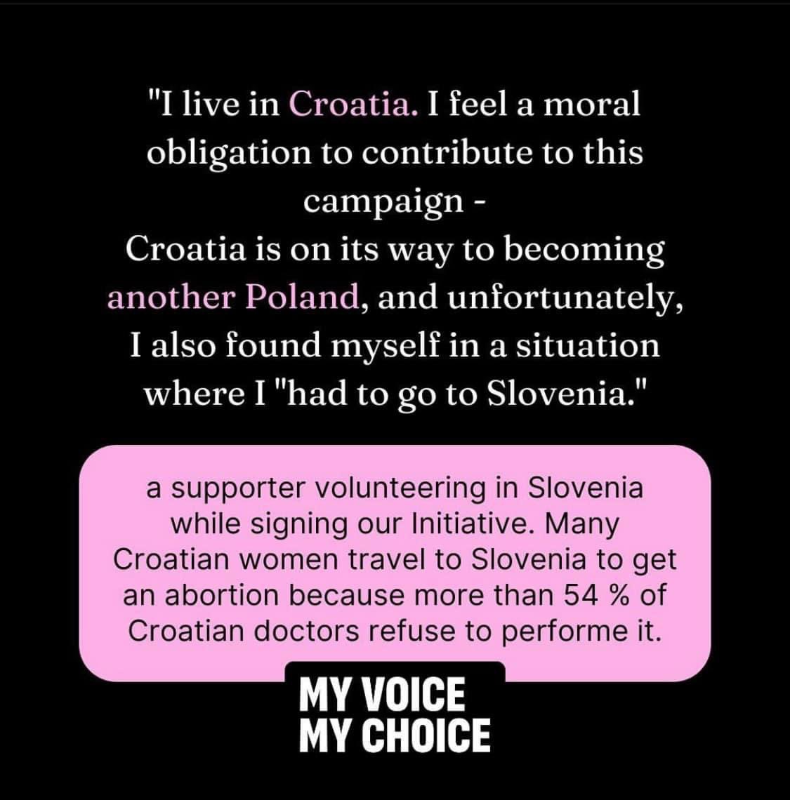 That's why your signature matters. Each signature demands that women who are forced to travel, for example from Croatia to Slovenia to get an abortion, wouldn't have to pay for it themselves. (1/2)