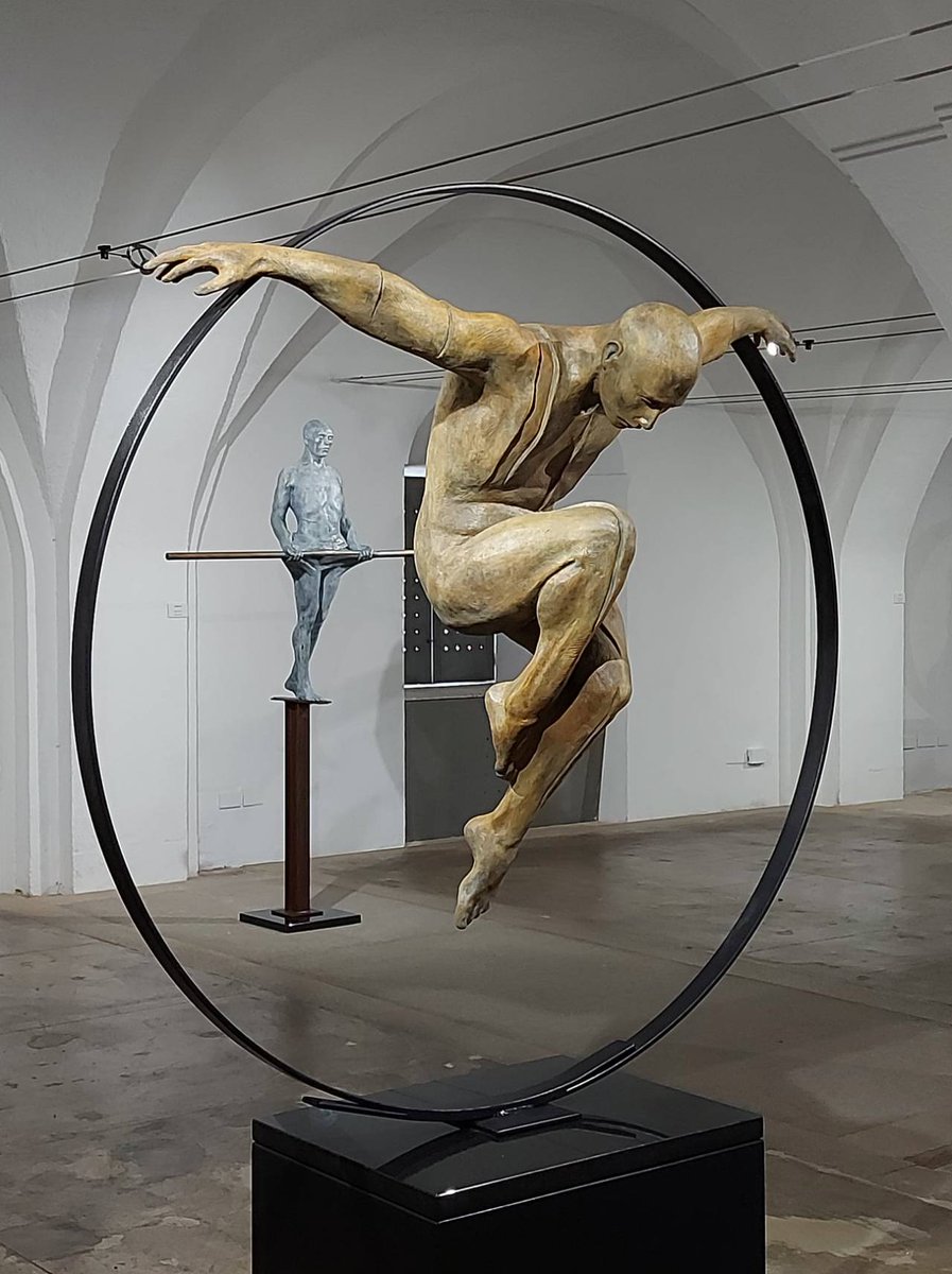 'Icarus'and 'Equilibrium'sculptures by Rogerio Timoteo