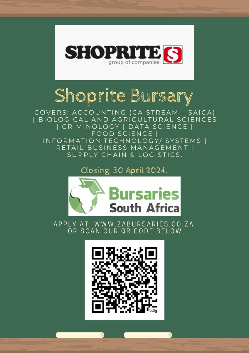 REMINDER: The Shoprite Bursary is closing TOMORROW! bit.ly/ShopriteBursar…