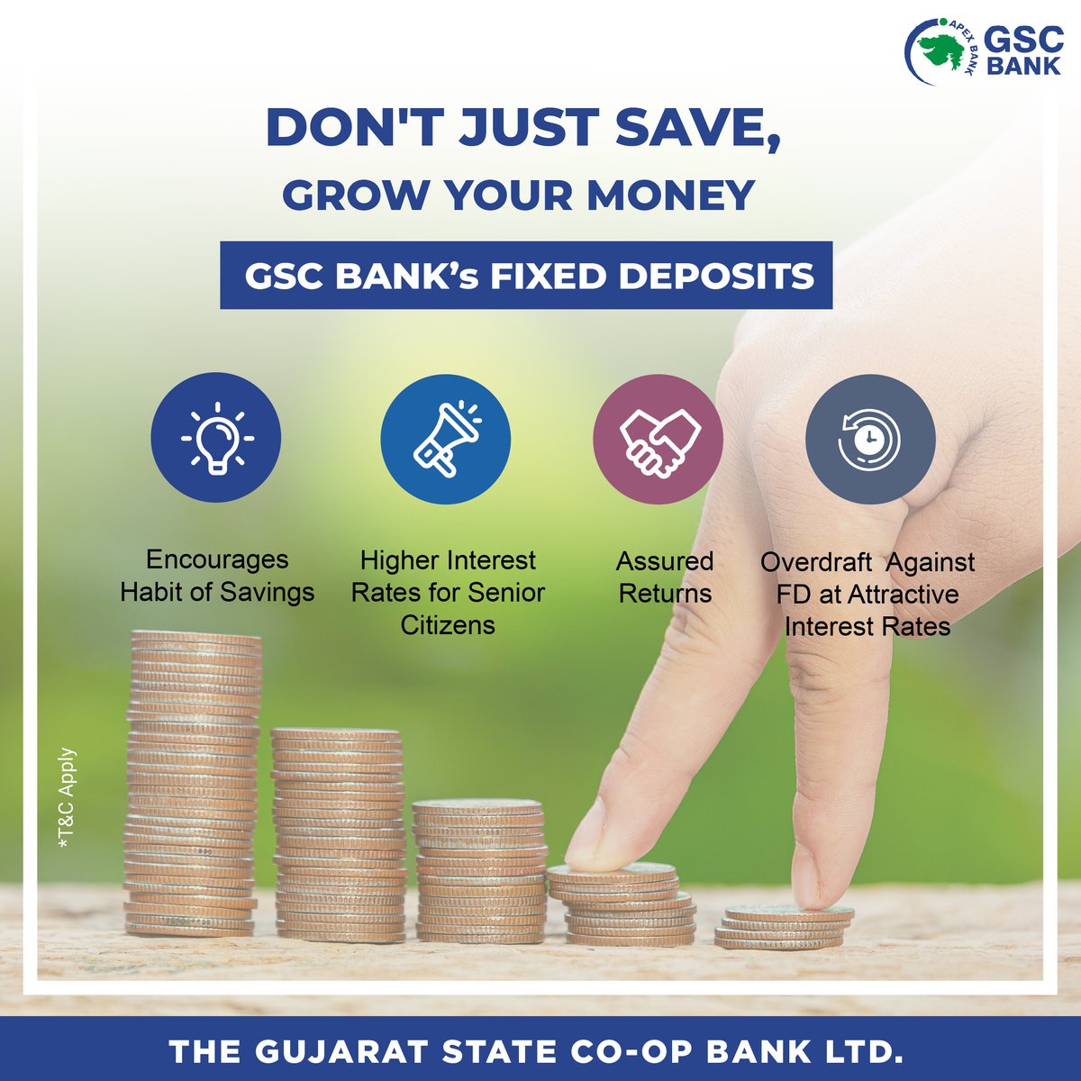 DON'T JUST SAVE, GROW YOUR MONEY WITH GSC BANK'S FIXED DEPOSITS.
At Attractive Interest Rates.
#GSCB #banking #Deposits #savings #fixeddeposit #investment #finance #fd #money #bank #recurringdeposit #financialplanning #visityournearestbranchtoday