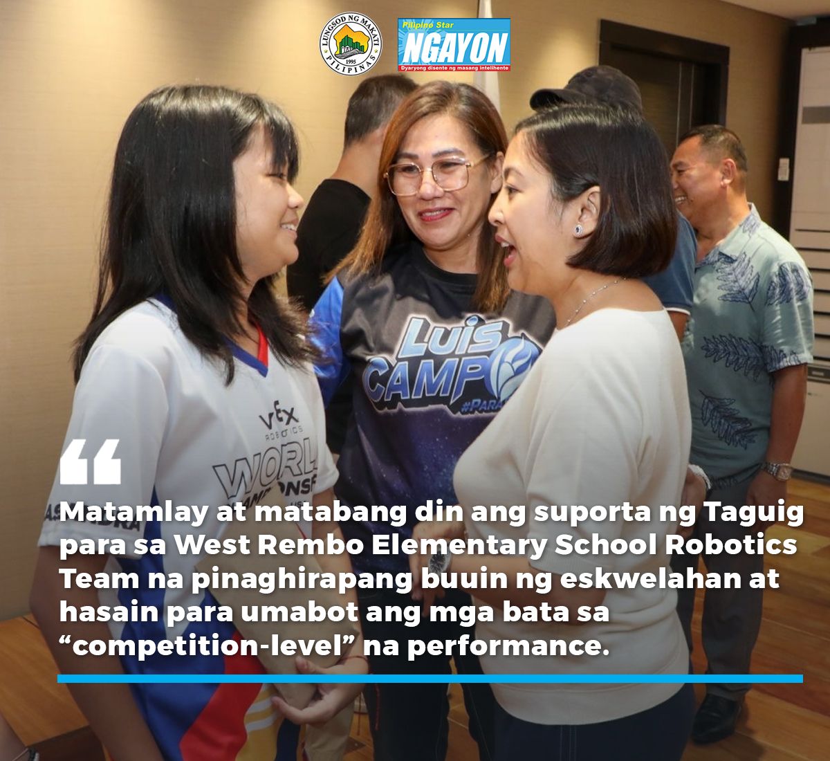 Nagpaliwanag si Mayora Abby Binay-Campos kung bakit binigyan pa rin nya ng tulong pinansyal ang West Rembo Elementary School robotics team kahit hindi na ito sakop ng Makati.

Basahin ang kolum ni Mayora Abby:
bit.ly/tulong-pinansy…

#ProudMakatizens