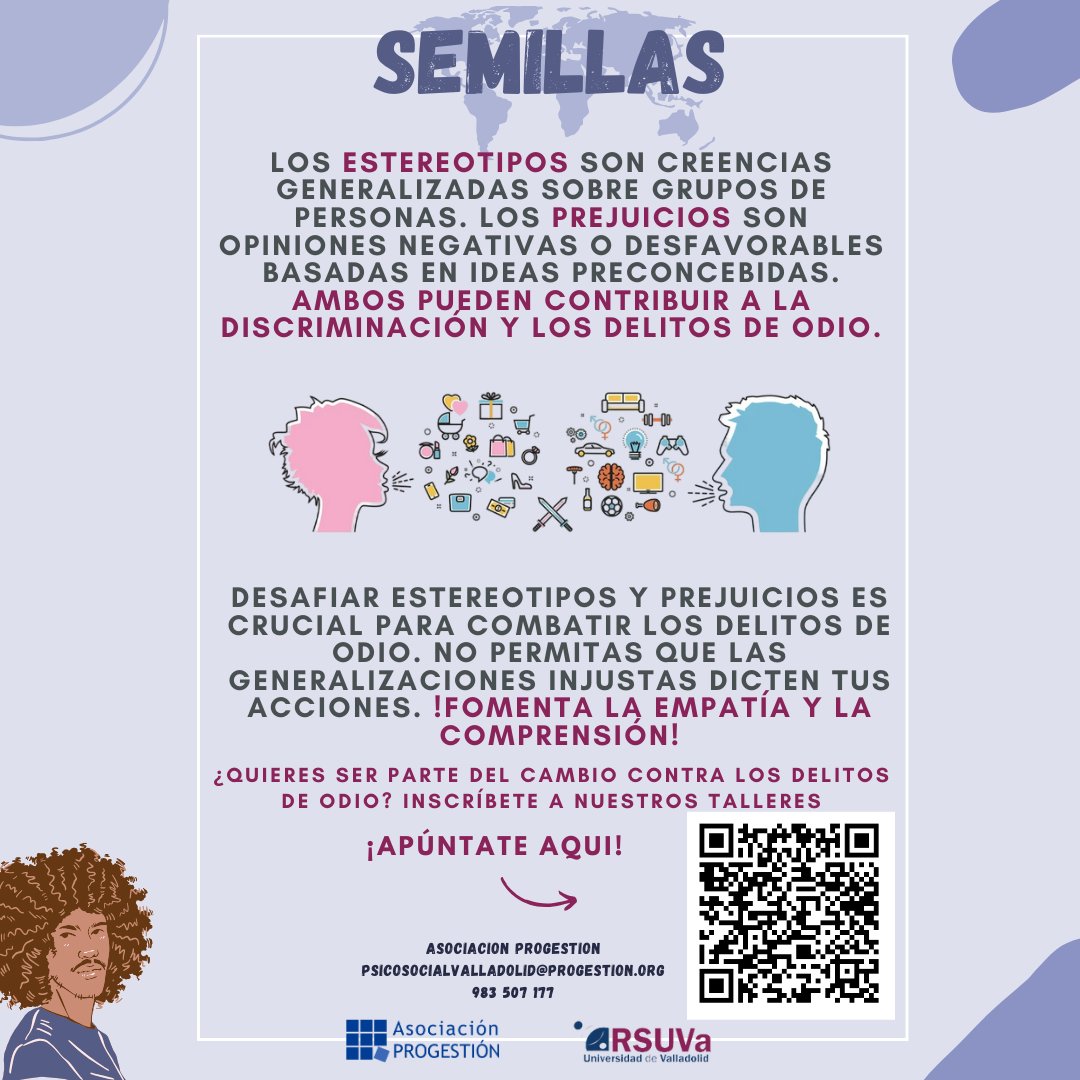 Los estereotipos son creencias generalizadas sobre grupos de personas. Los prejuicios son opiniones negativas o desfavorables basadas en ideas preconcebidas. Ambos pueden contribuir a la discriminación y los delitos de odio. 👇👇👇