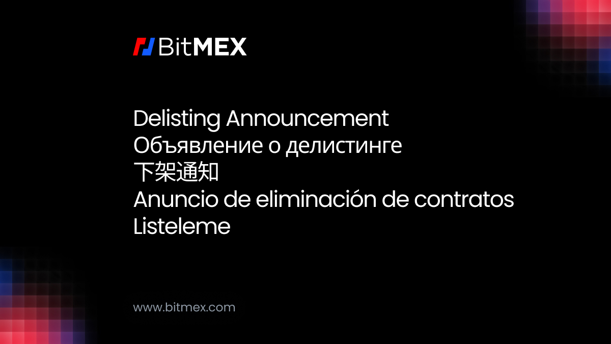 On 6 May 2024 at 12:00 UTC, BitMEX will delist 19 perpetual swap contracts. Seeking more details? blog.bitmex.com/delisting-of-i…