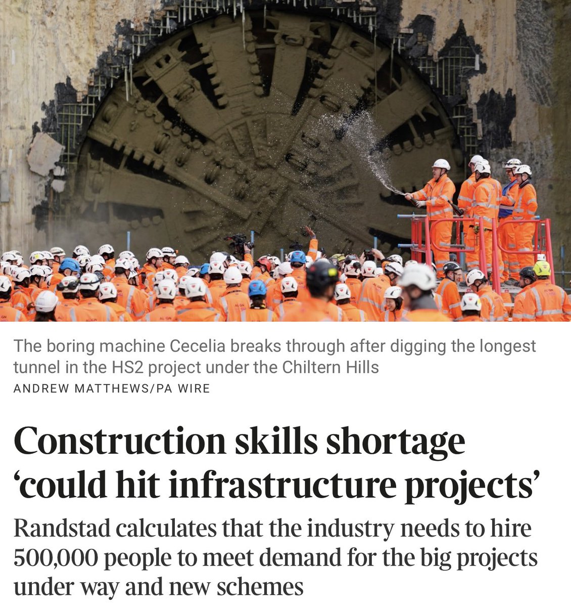 Pension Funds look to raise investment in infrastructure to power the UK but the 465,000 workforce lost since 2008 are a big hole to fill @thetimes @aliosborne20