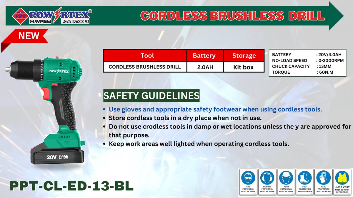 Powertextool's tweet image. Introducing our latest innovation: the cordless drill machine.

Model - PPT-CL-ED-13-BL

#CordlessConvenience #DrillFreedom #PowerWithoutLimits #WirelessWorkhorse #DrillAnywhere #CutTheCord #tooltech #powertoolsindia