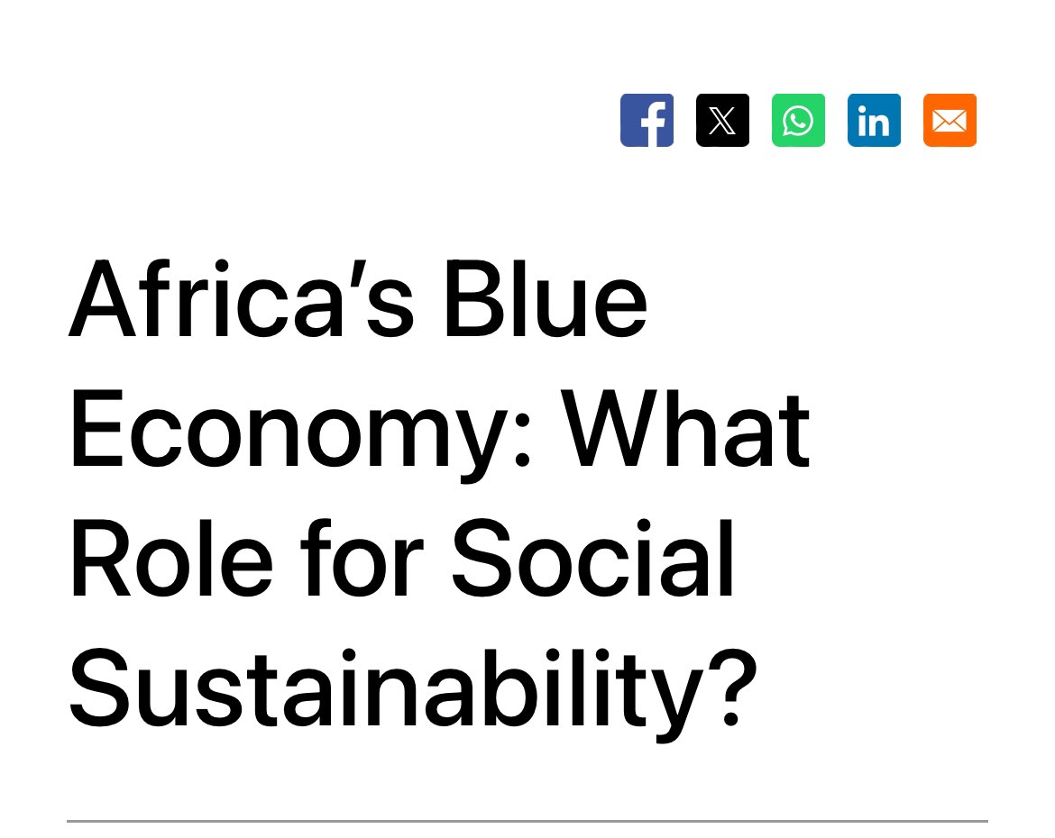 “Without a strong focus on social sustainability [S], the piecemeal sectoral approach…&… environmentally focused perspective of [S] chosen in most Blue Economy…strategies will not contribute to the sustained growth for …“Africa’s renaissance”. afronomicslaw.org/category/analy…