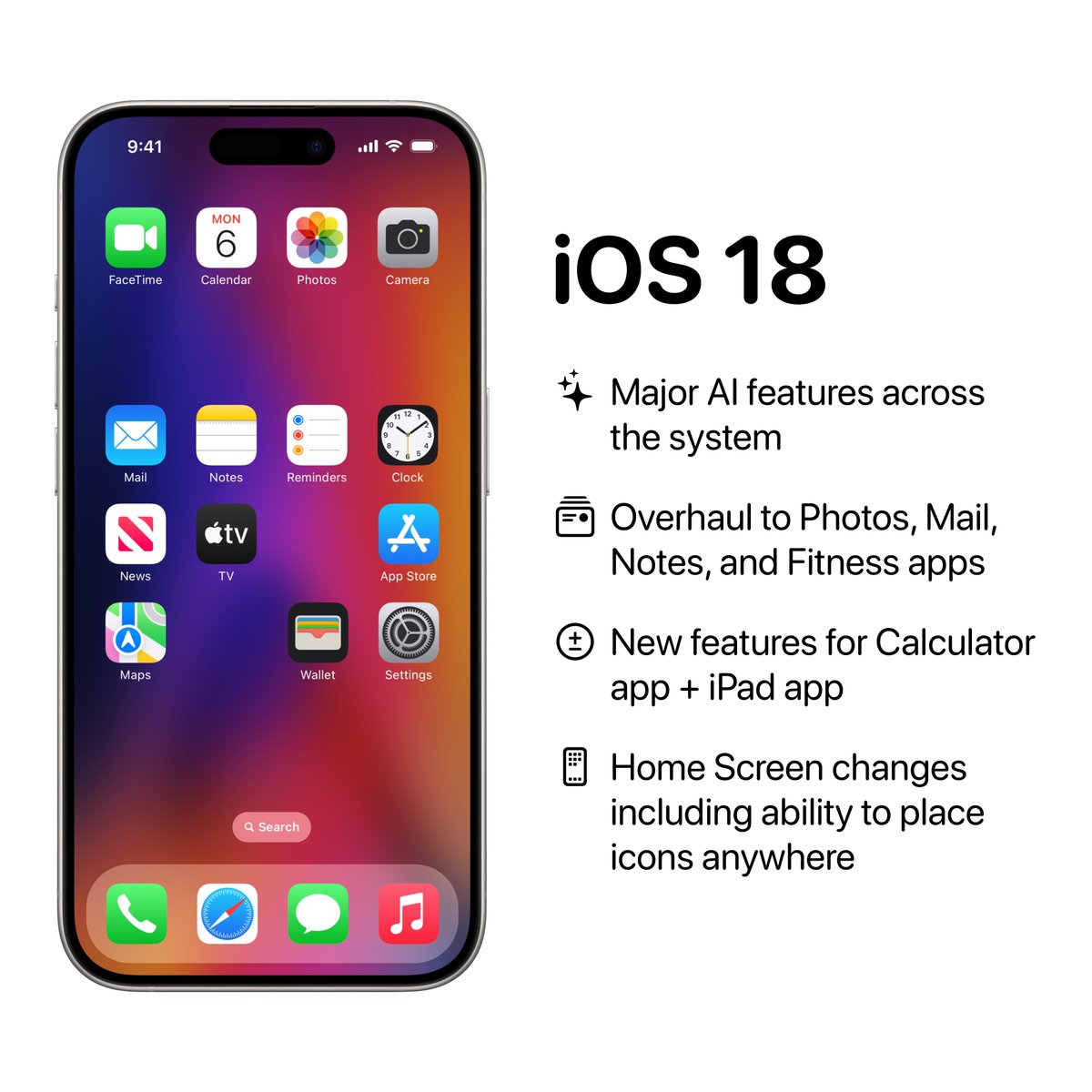 iOS 18 is expected to feature new AI capabilities, an overhaul to multiple apps, and new Home Screen updates Are you excited for iOS 18? Source: @markgurman