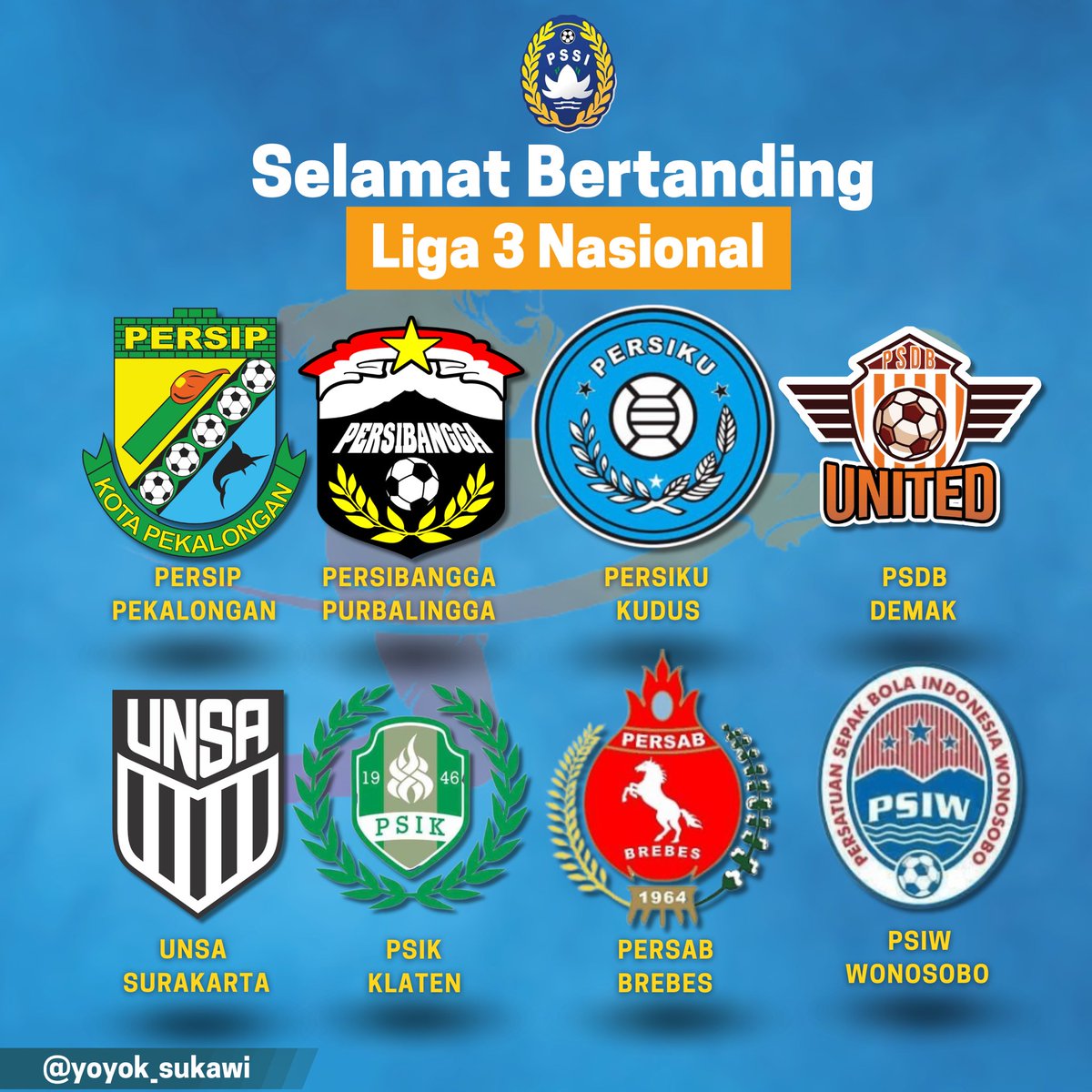 Selamat berjuang klub wakil Jawa Tengah di putaran Liga 3 Nasional 🔥
.
#pssijateng #liga3nasional