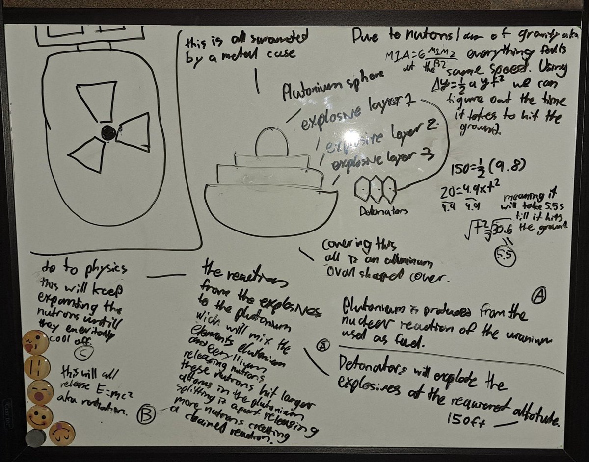 This is my 12yo's whiteboard. Apparently, he has developed an interest in physics. He has been exploring nuclear fission with the help of TikTok. 

I❤️🤓s!

#SelfDirectedLearning