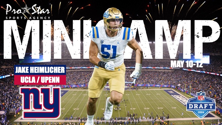 Congratulations to @jake_heimlicher on earning his way to the @Giants minicamp next week! Jake's a former FCS All-American OLB/DE out of @PennFB who finished up his career at @UCLAFootball. #ProStarFamily @MalloeMalloe