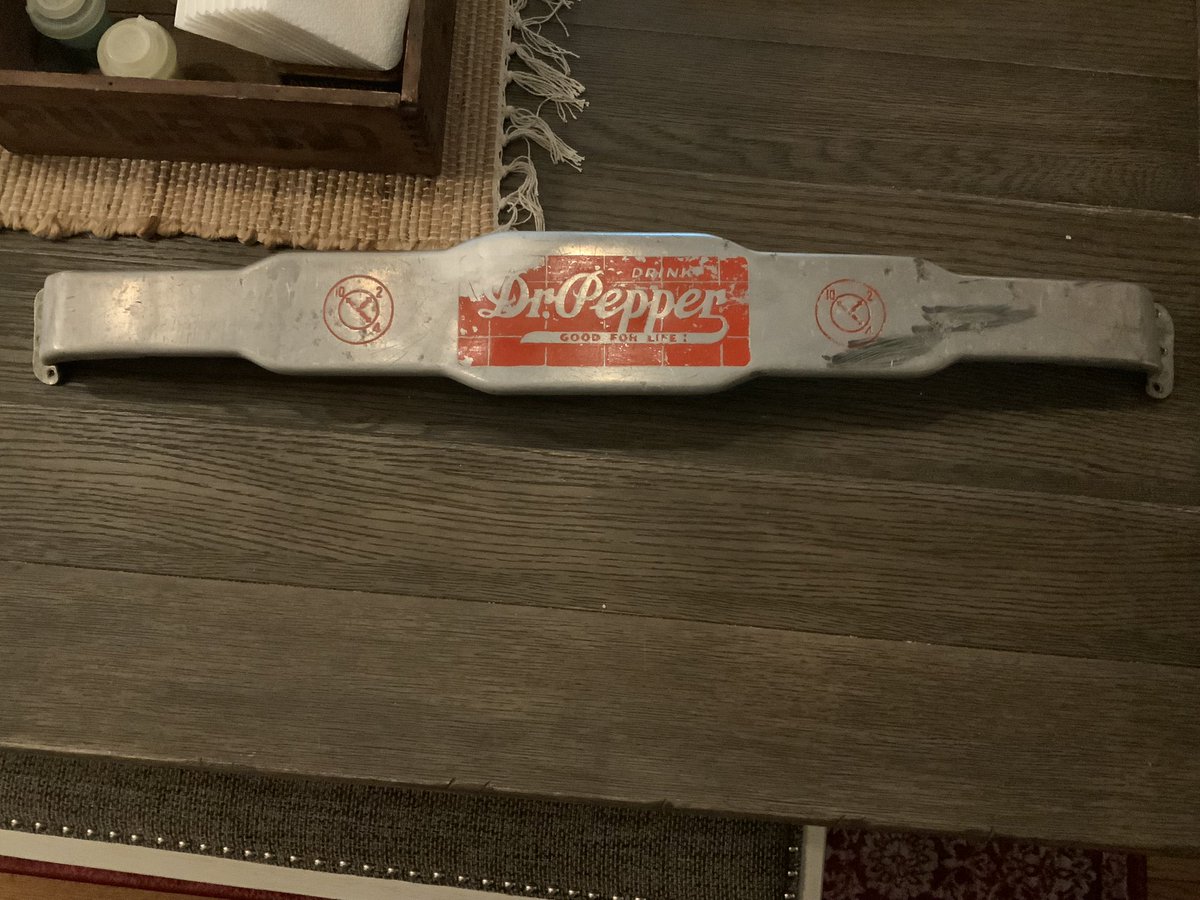 Vintage 1950s Dr. Pepper door push.  Literally bought this off a small shop’s door in Worcesters county.  Dude went from 'not for sale…' to, 'sure' and unscrewed it between customers.  😂. #vintageadvertising