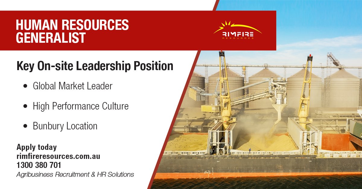 A key role supporting the human resources function for a market leading global agribusiness.

Apply today: adr.to/yf2d6ai

#hr #grains #agriculture #agribusiness #agjobs #jobs #rimfireresources