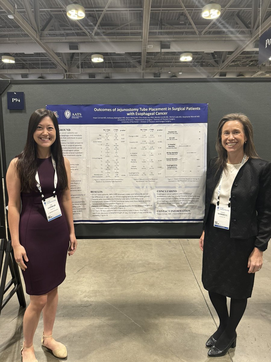 Great 2nd day of #AATS2024, lots of esophageal talks and a great poster by @UofAZSurgeryRes @hope_conrad @WomenInThoracic Looking forward to more! @AATSHQ @AATSJournals