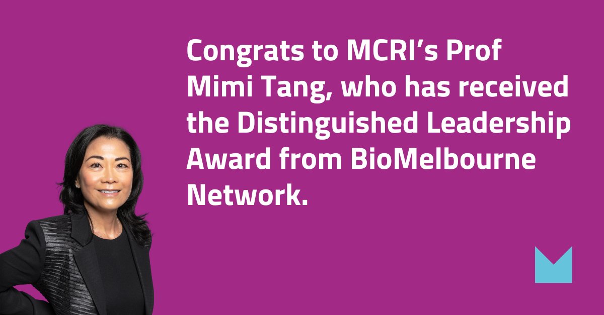 Congrats to #MCRI Prof Mimi Tang, who has received a Distinguished Leadership Award from the BioMelbourne Network for her pioneering food allergy research and industry-leading innovations. #MCRI #MCRIresearch #Innovation #Allergy #ChildHealth ➡️mcri.edu.au/news/awards/pr…