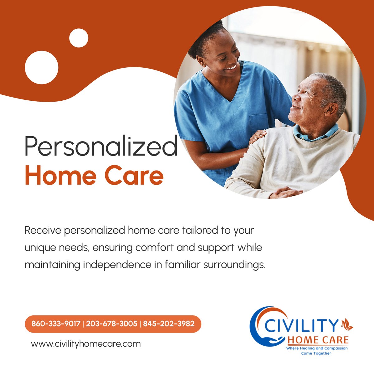 Experience compassionate and reliable home care services designed to enhance your quality of life. Trust Civility Home Care - Danbury for personalized care solutions. 

#NewingtonCT #HomeCareAndMedicalSupplies #HomeCare #ComfortAndSupport #FamiliarSurroundings