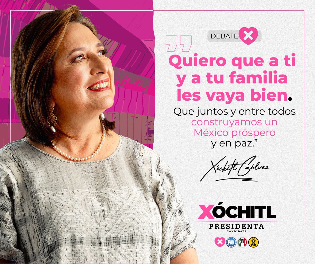 Para que a ti y a tu familia le vaya bien, construyamos un #MxSinMiedo con @XochitlGalvez🤞🏼 #Xóchitl2024