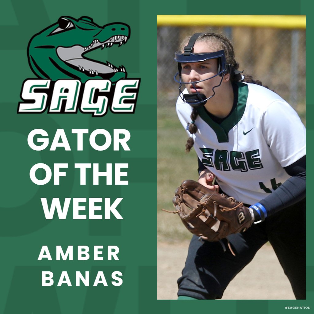 #SageNation softball's Amber Banas (Saugerties, N.Y./Saugerties) is one of the Gators of the week. 

Banas hit .600 (9-for-15) with four runs and an RBI across four games last week. The sophomore infielder had multiple hits in three of the contests.

#SageGators