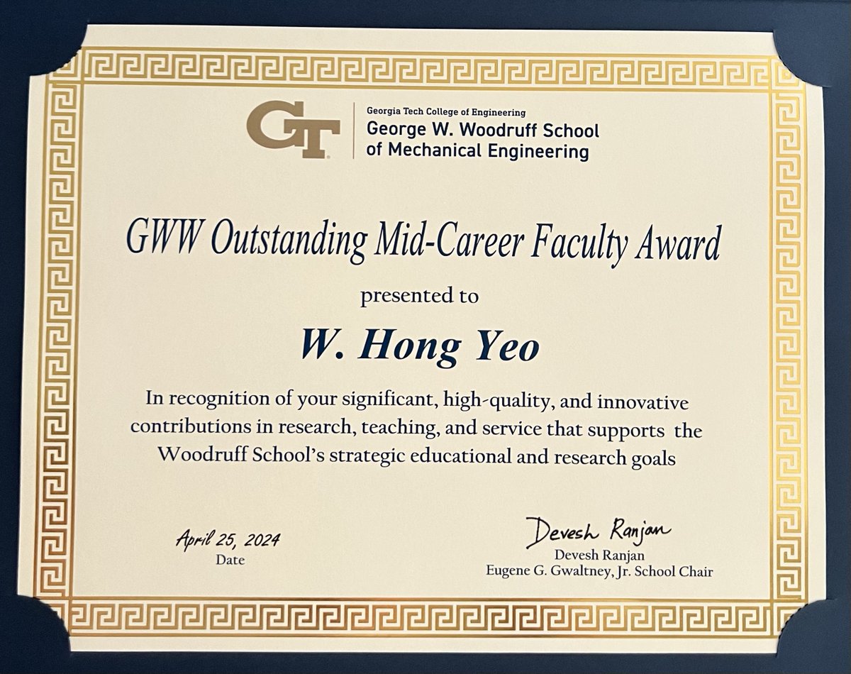 GT_HongYeo's tweet photo. So happy to share that I received the Outstanding Mid-Career Faculty Award from @MEGeorgiaTech; extremely grateful for the support from @DeveshRanjanGT and my mentors, @GarciaLabGT and Suresh Sitaraman. I owe this achievement to my students, postdocs, and researchers 🙌🙌 https://t.co/5BTPxuM2aW